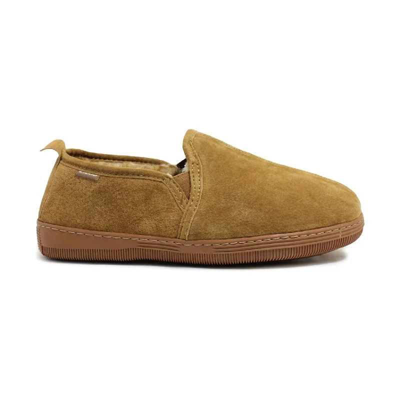 Comfortable Dress Shoes Lamo Sheepskin Men's Romeo Slipper - Chestnut