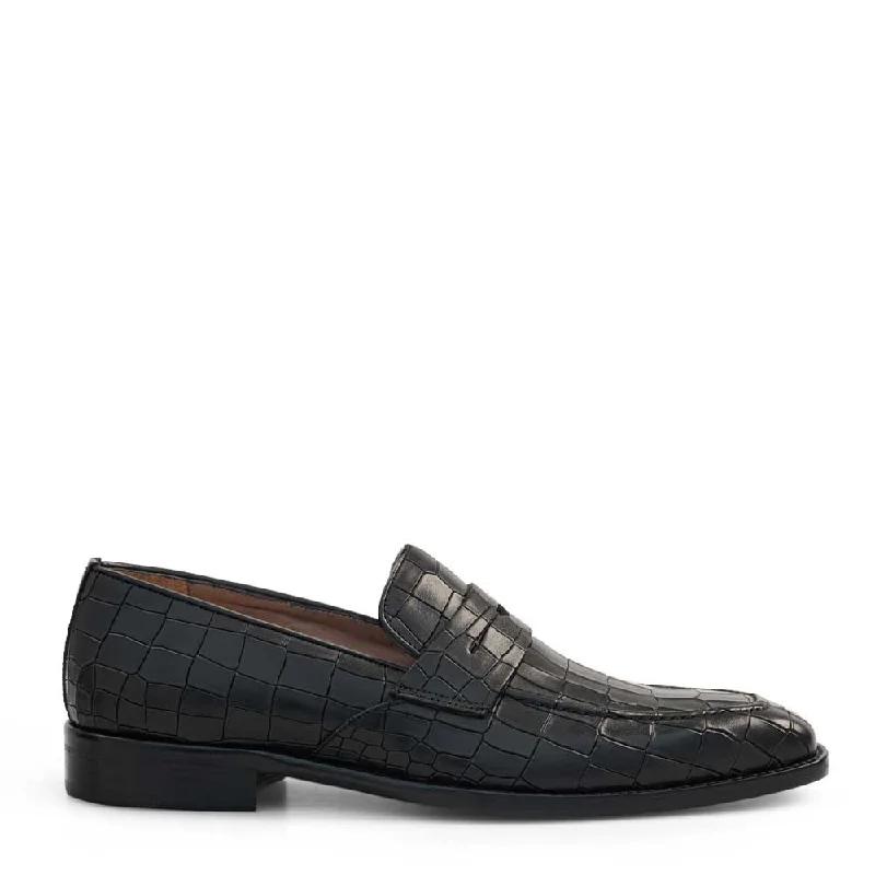 Designer Hiking Boots 19542 Embossed Penny Loafer