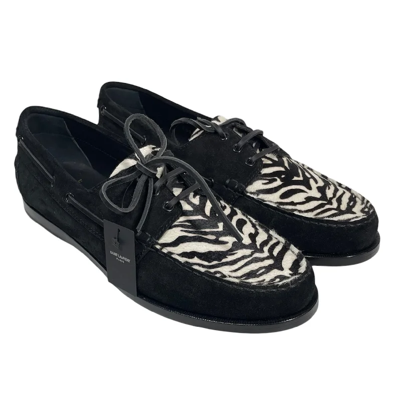 Stylish Casual Boots SAINT LAURENT/Loafers/EU 46/Animal Pattern/Leather/BLK/ZEBRA PATTERN