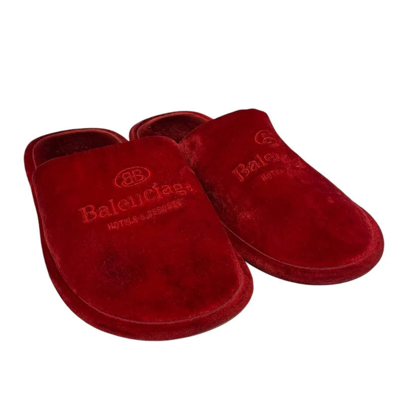 Trendy Casual Sandals BALENCIAGA/Sandals/EU 44/Velour/RED/hotel red velvet slipper