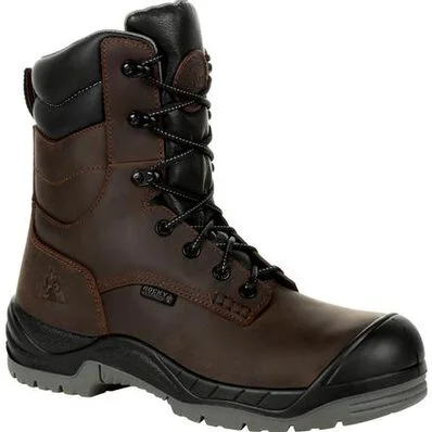 Durable Hiking Footwear Online Rocky Men's Composite Toe Waterproof 8 Inch Brown