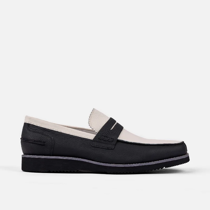 Stylish Sneakers For Hiking Abe Black and White Leather Penny Loafers
