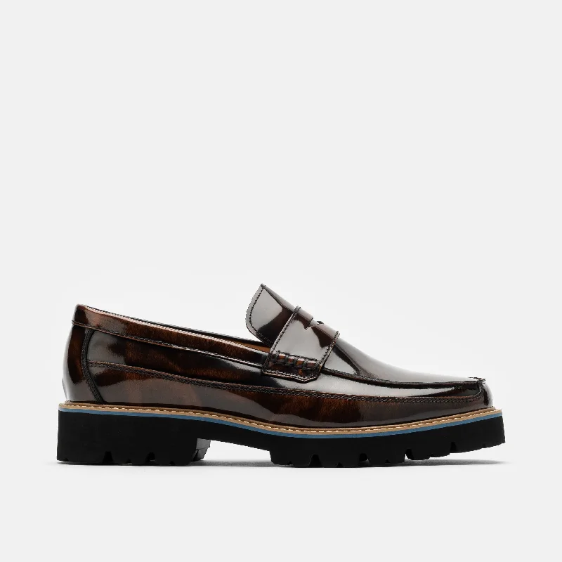 Fashionable Running Sneakers For Sale Adler Mahogany Patent Leather Lug Penny Loafers