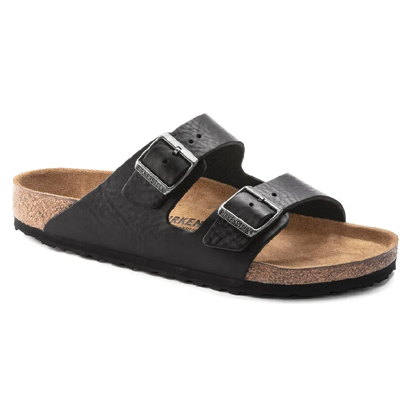 Sporty Snow Boots Birkenstock Arizona Grip Leather Vintage Wood Black Men's