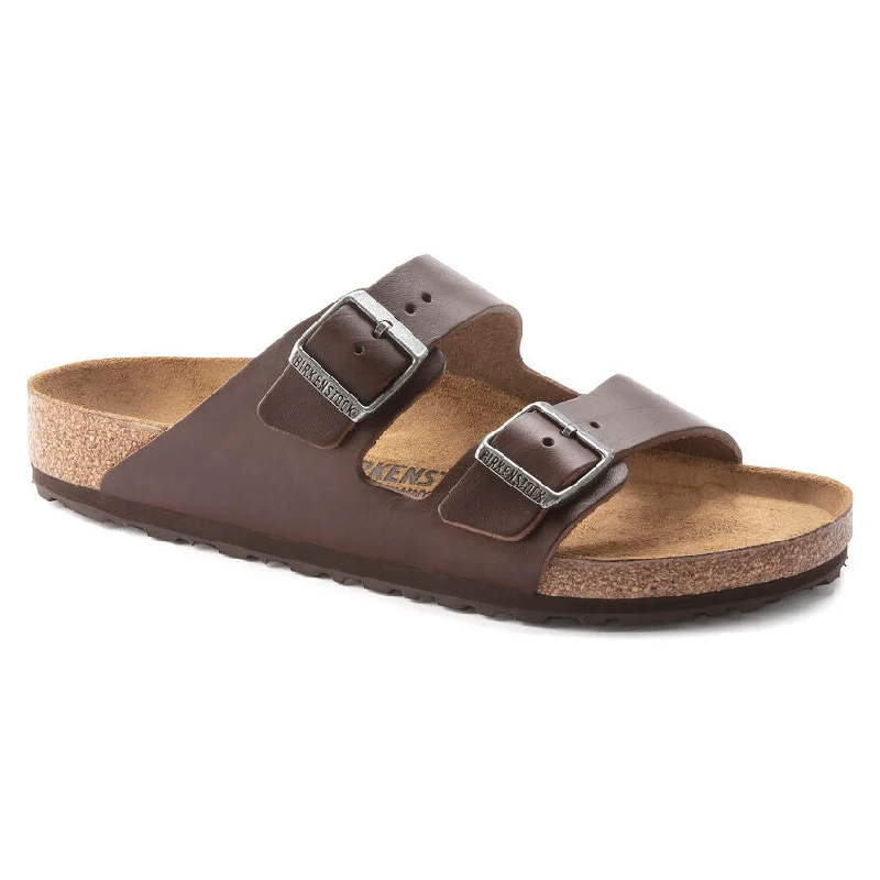 Comfortable Dress Flats Birkenstock Arizona Grip Leather Vintage Wood Roast Men's