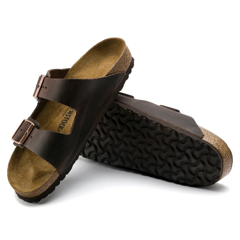 Fashion Sneakers For Work Birkenstock Arizona Oiled Leather Color: Habana (MEDIUM/NARROW WIDTH)