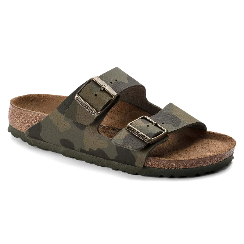 Comfortable Heeled Shoes Arizona Camouflage Sandal by Birkenstock