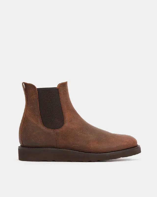 Classic Hiking Boots Brown Waxed Suede Lightweight Chelsea Boot