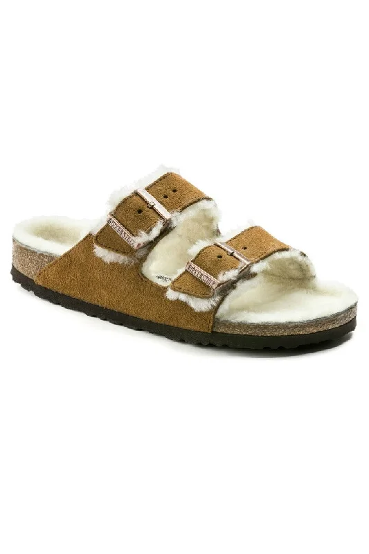 Stylish Hiking Boots For Winter Birkenstock Arizona Fur Regular Width in Mink