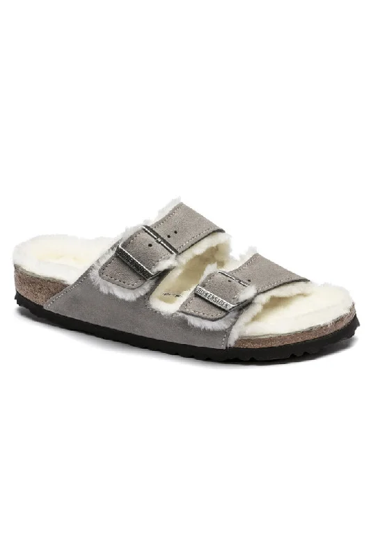 Stylish Snow Boots For Sale Birkenstock Arizona Fur Regular Width in Stone Coin