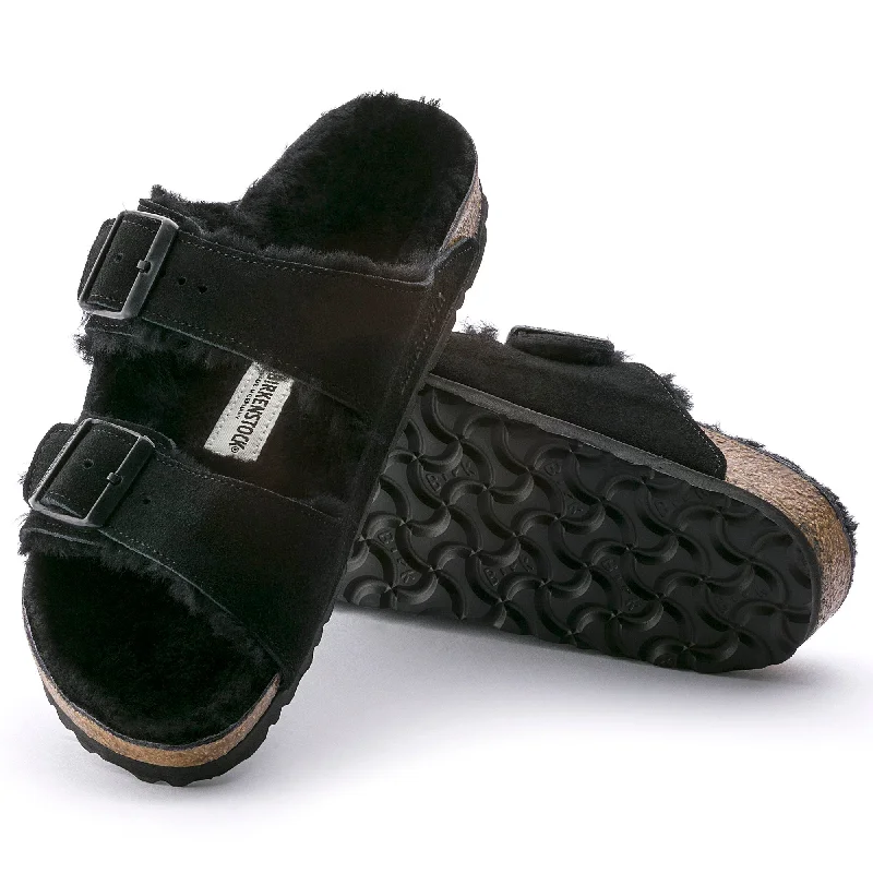 Waterproof Loafers Birkenstock Arizona Shearling Suede Leather Color:  Black Suede (MEDIUM/NARROW WIDTH)