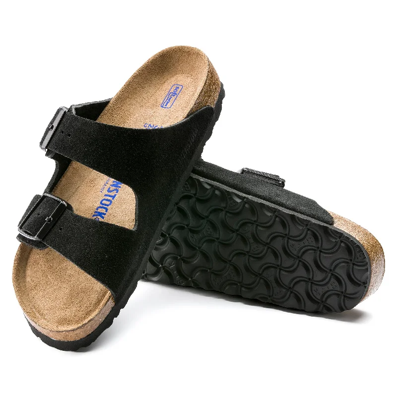 High Quality Sneakers Birkenstock Arizona Soft Footbed Suede Leather Color: Black