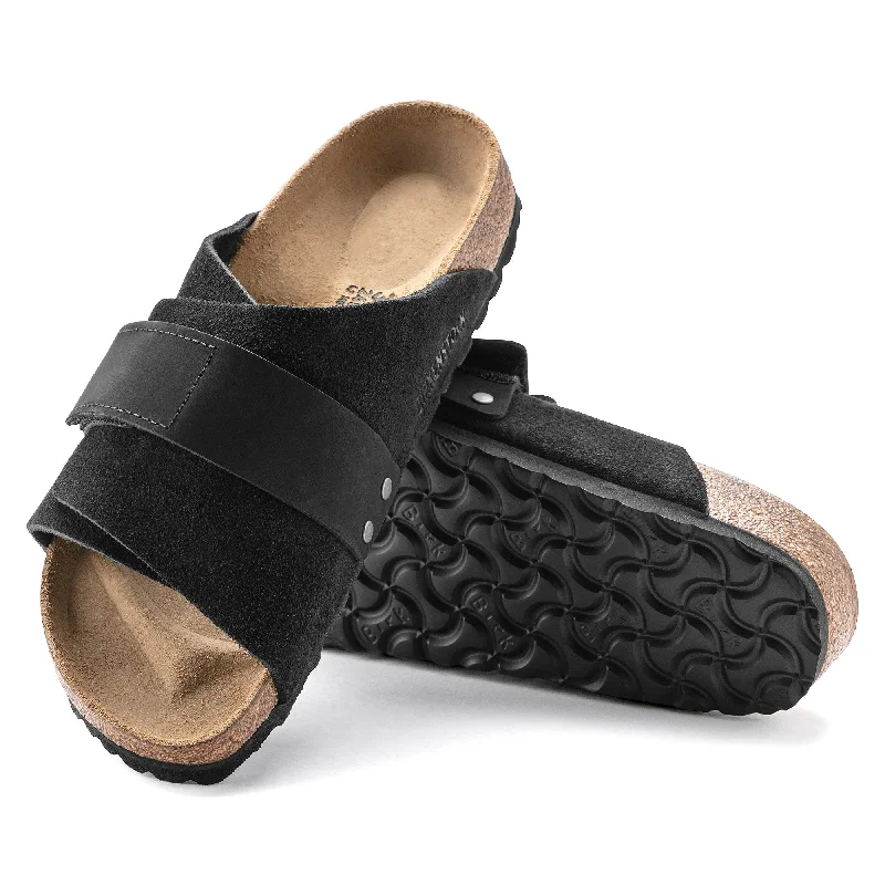Comfortable Sports Shoes Birkenstock Kyoto Nubuck/Suede Leather Color: Black