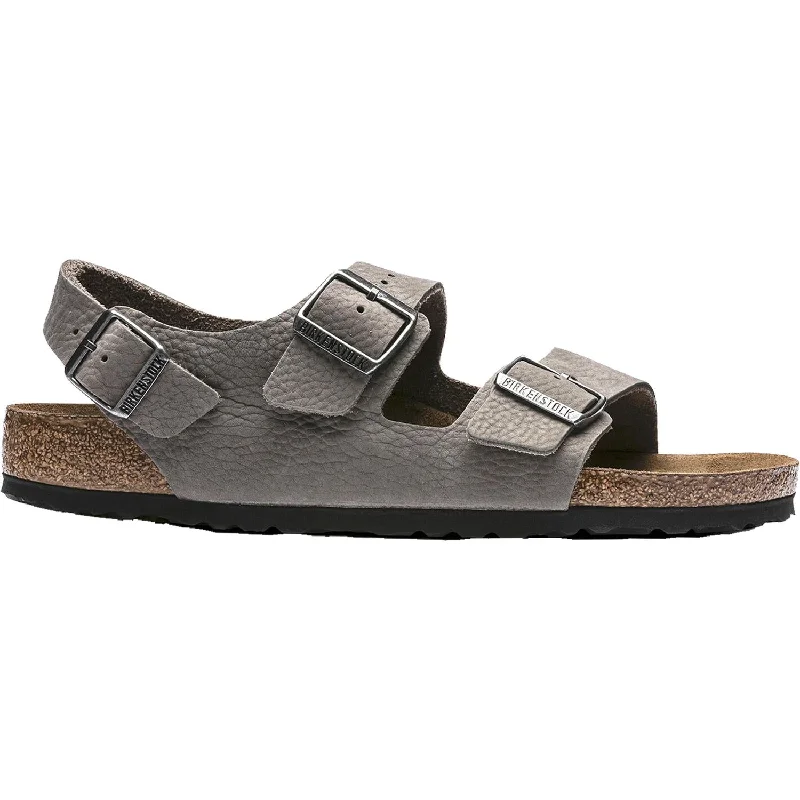 Comfortable Heeled Shoes Men's Birkenstock Milano Soft Footbed Soft Whale Grey Nubuck