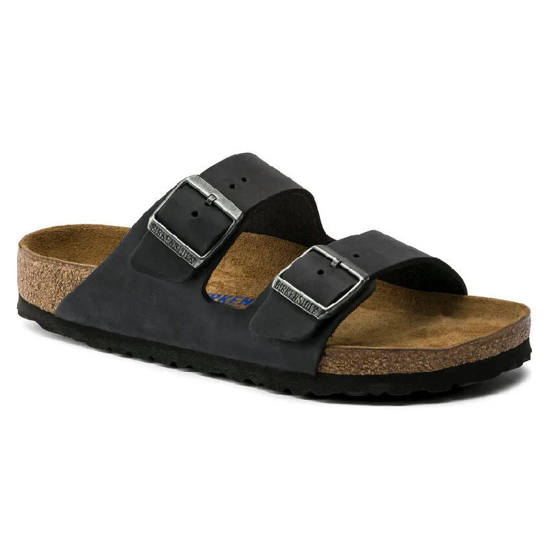 Luxury Leather Sneakers Birkenstock Arizona Soft Footbed - Black Oiled Leather