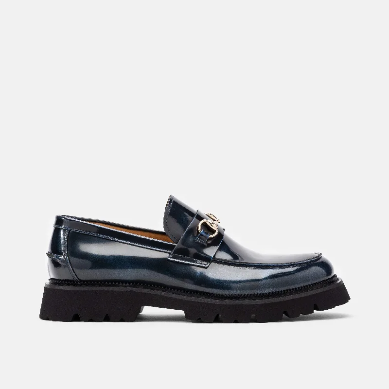 Comfortable Boots For Hiking Blake Navy Patent Leather Lug Bit Loafers