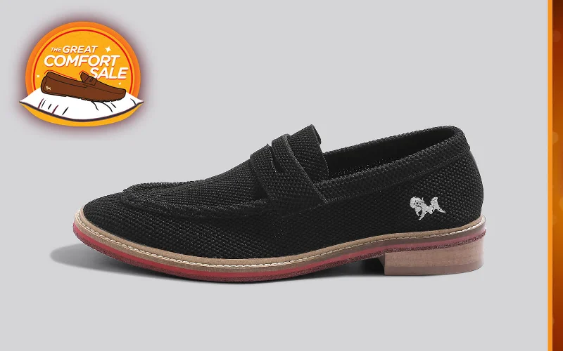 Durable Hiking Footwear Block Heel Loafers : Black