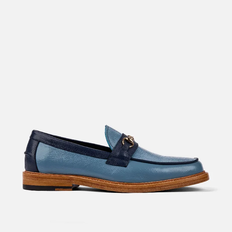 Stylish Running Shoes Online Boardwalk Blue Leather Horse-Bit Loafers
