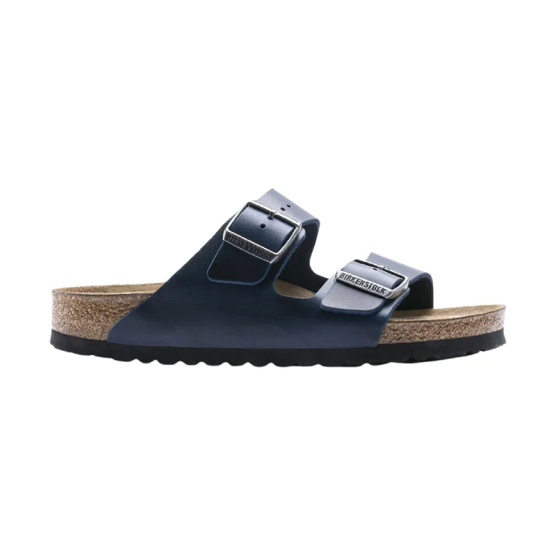 Stylish Casual Footwear For Hiking Brikenstock Arizona Soft Footbed Sandal - Oiled Leather Blue