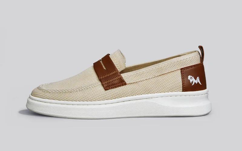 Breathable Hiking Footwear Brunch Loafers : Ivory/Tan