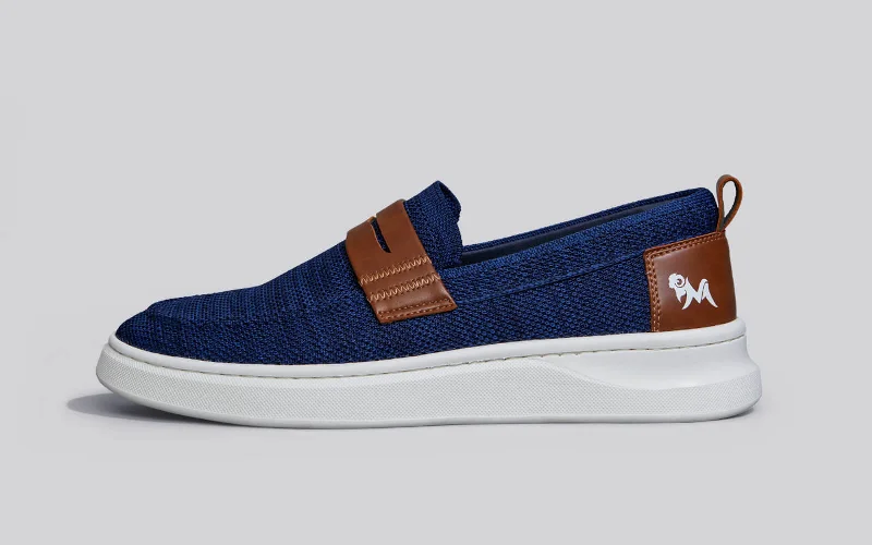 Trendy Hiking Sneakers Online Brunch Loafers : Navy/Tan