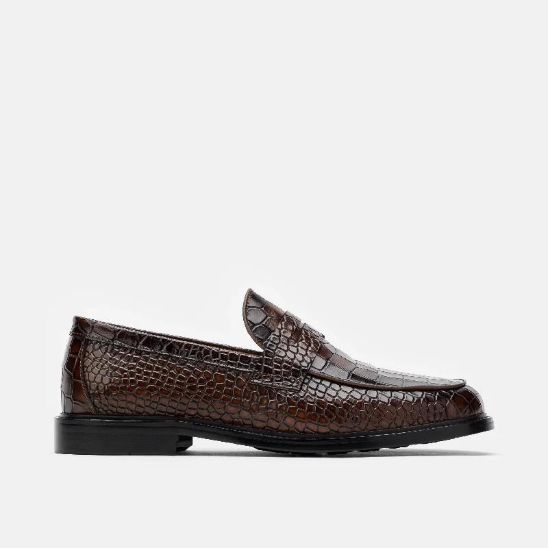 Comfortable Hiking Sneakers For Sale Calum Brown Crocskin Leather Penny Loafers