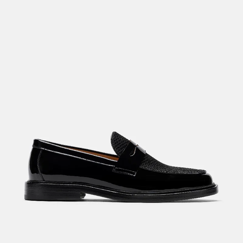 Durable Hiking Footwear For Sale Calum Black Leather Penny Loafers