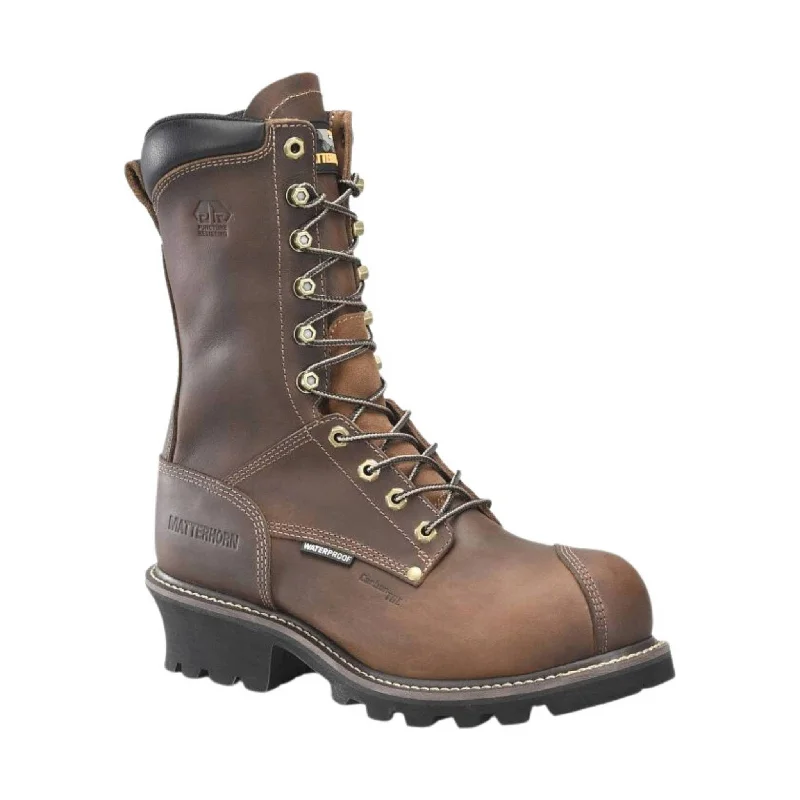 Comfortable Running Shoes Online Carolina Men's Arc 10 Inch Logger Composite Toe Waterproof Work Boot - Dark Brown