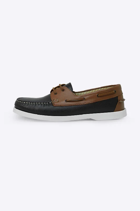 Breathable Running Shoes CONTRAST LEATHER BOAT SHOES