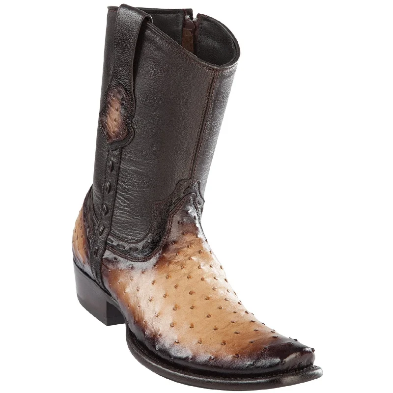 Black Dress Shoes Wild West Boots #279B0315 Men's | Color Faded Oryx | Men’s Wild West Ostrich Boots Dubai Toe Handcrafted