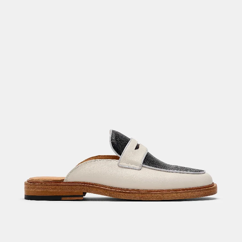 Casual Hiking Boots For Sale Del Mar White/Black Loafer Mules