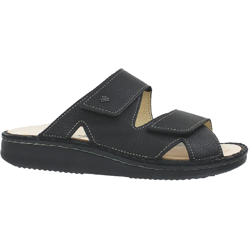 Comfortable Flip Flops Men's Finn Comfort Danzig Soft Black Bison Leather