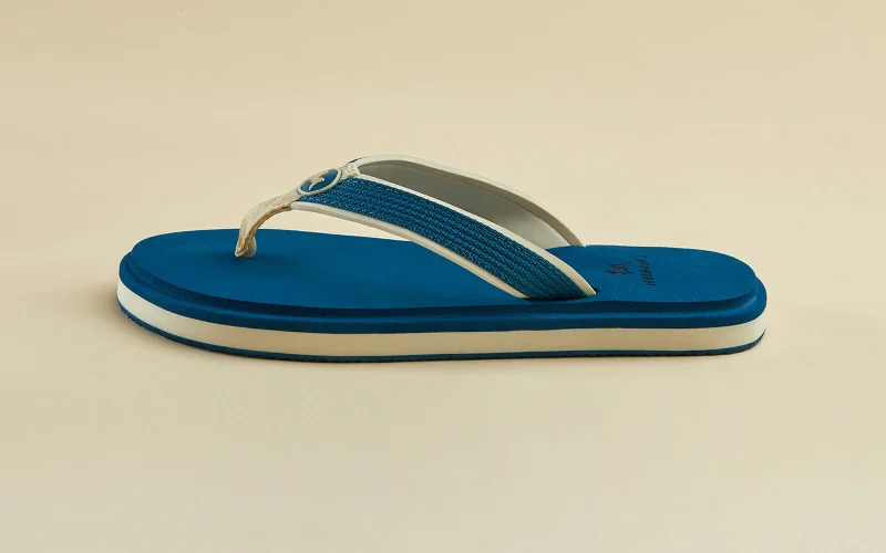 Designer Flip Flops Fluffy flips : Peacock Blue