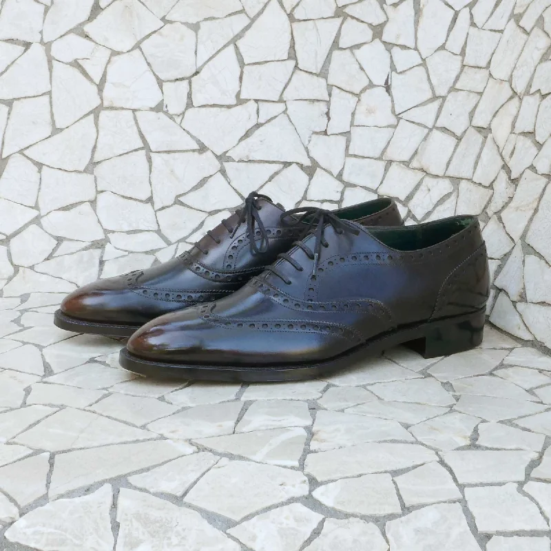 Winter Sports Shoes Full Brogue Wingtip Oxford - Espresso Patina