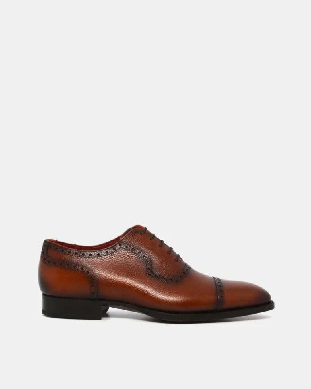 Stylish Flip Flops For Hiking Cognac Grain Cap Toe Oxford Shoe