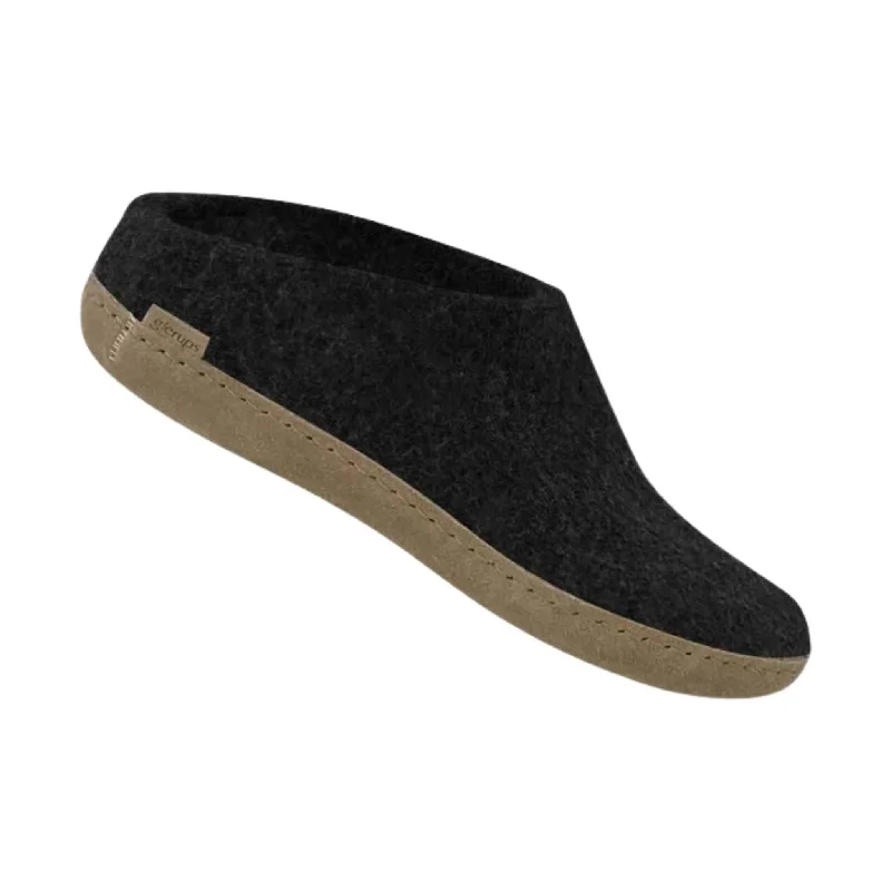 Comfortable Hiking Footwear For Sale Online Glerups Slip On With Leather Sole Slipper - Charcoal