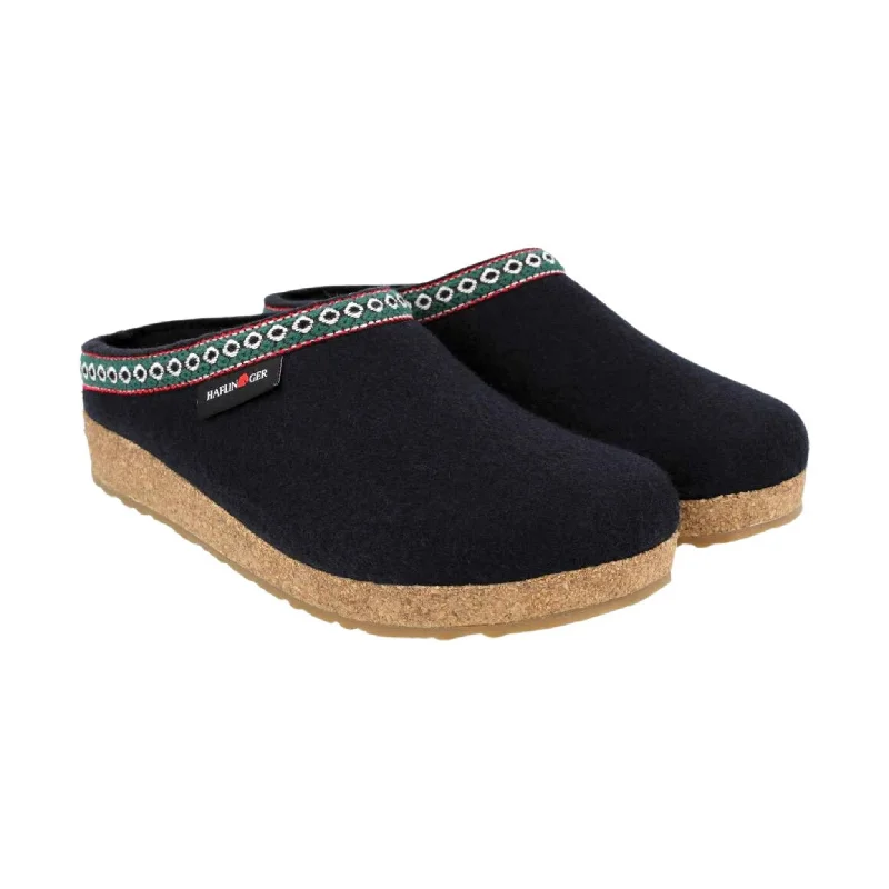 Chunky Sneakers Trend Haflinger Classic Wool Grizzly Clog - Navy