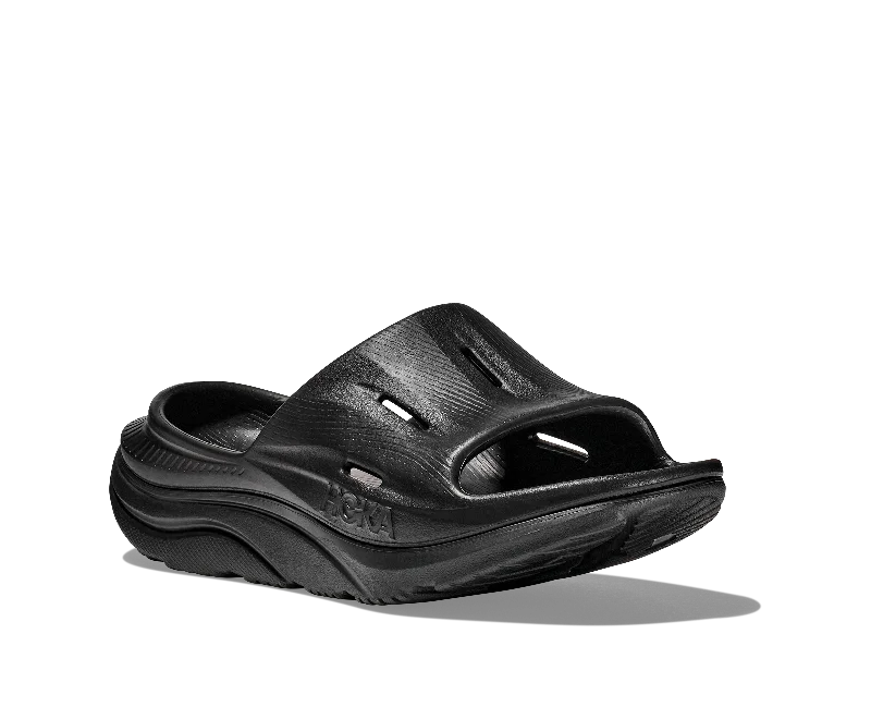 Stylish Work Shoes Hoka All Gender/Unisex Ora Recovery Slide 3 Color: Black / Black