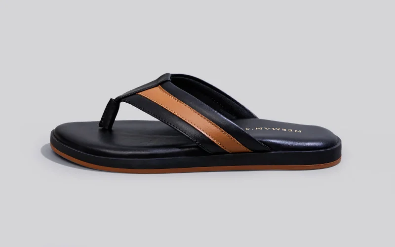 Comfortable Winter Footwear Indo-Western Flips : Black-Tan