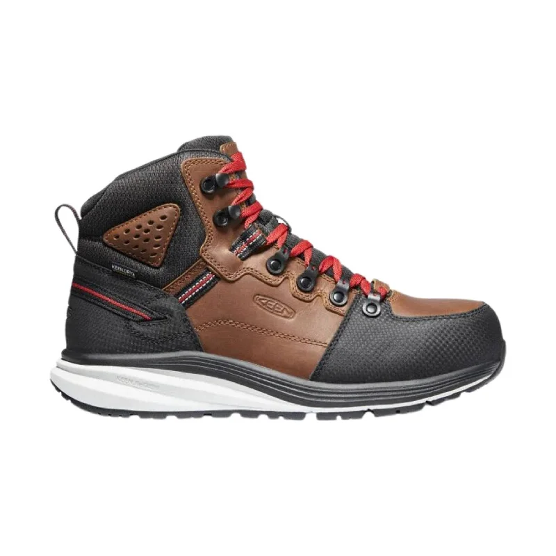 Trendy Hiking Boots Online Sale KEEN Utility Men's Red Hook Mid Waterproof Carbon Fiber Toe Work Boot - Tobacco/Black