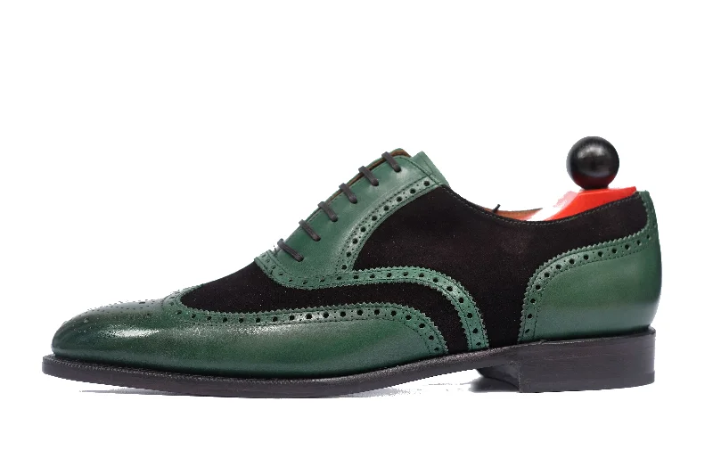 Breathable Sports Shoes Kitsap - MTO - Forest Green Calf / Black Suede - TMG Last - Single Leather Sole - Heart Medallion Breathable Sports Shoes Kitsap - MTO - Forest Green Calf / Black Suede - TMG Last - Single Leather Sole - Heart Medallion