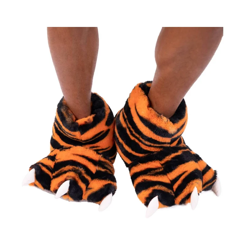 Comfortable Running Shoes Sale Lazy One Tiger Paw Slippers - Orange & Black