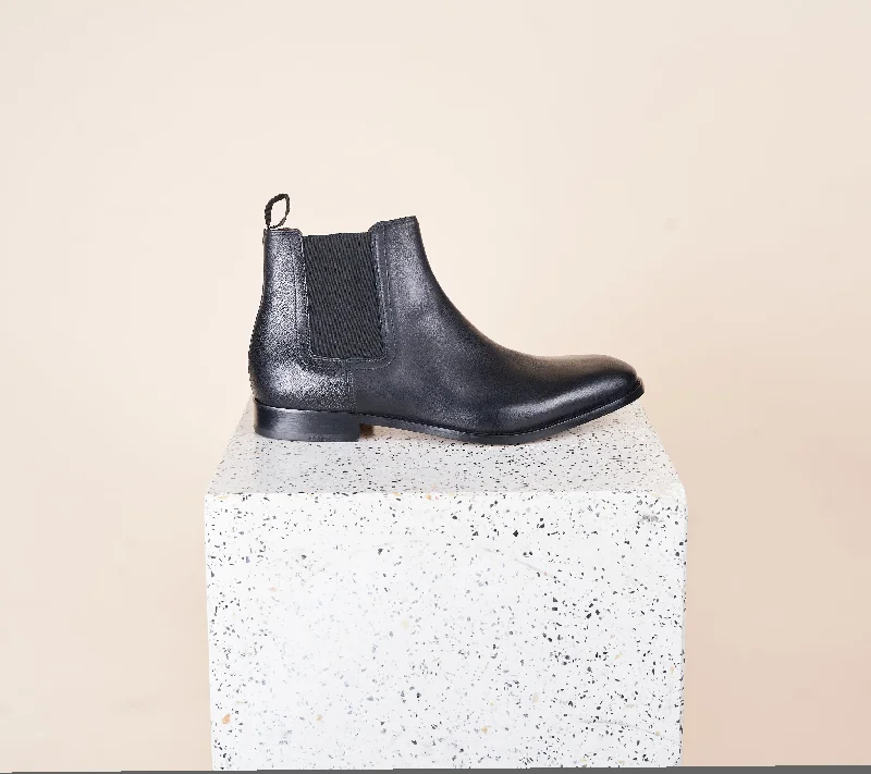 Outdoor Work Boots Lori - Men's Chelsea Boot Black Leather