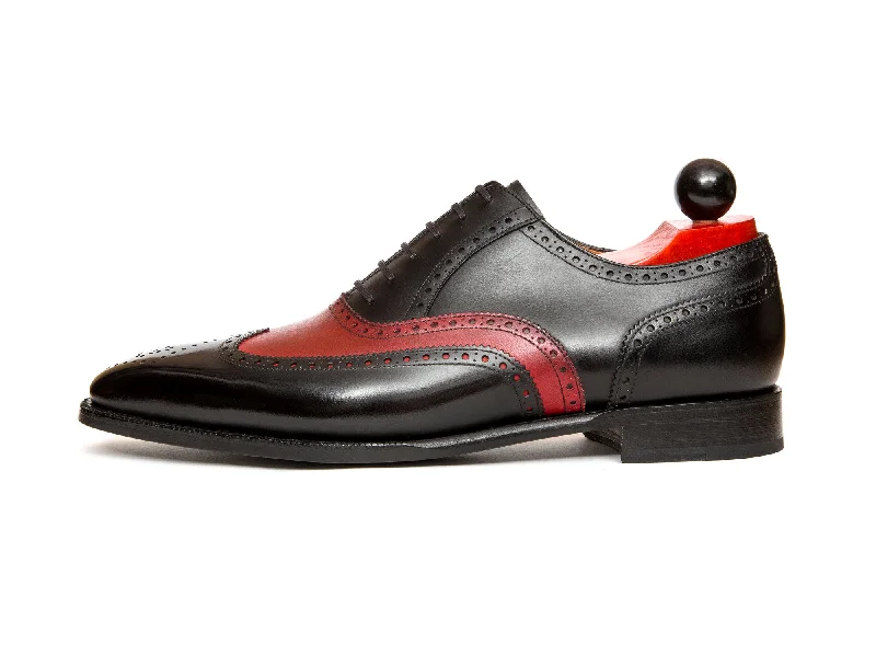 Elegant Casual Footwear McClure - MTO - Black Calf / Red Calf - "13" Medallion - MGF Last - Single Leather Sole Elegant Casual Footwear McClure - MTO - Black Calf / Red Calf - "13" Medallion - MGF Last - Single Leather Sole