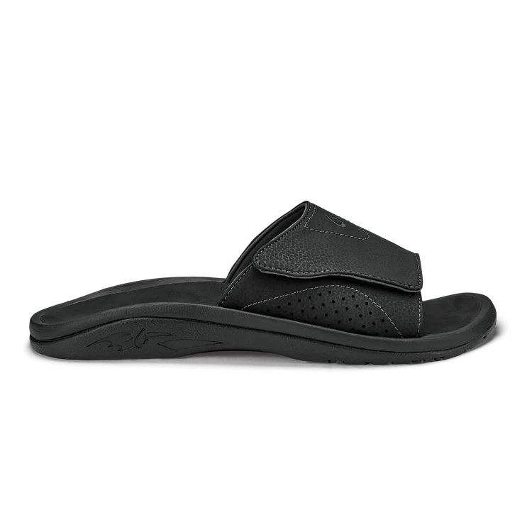 Comfortable Hiking Sandals Online Men's Olukai Nalu Slide Color: Black