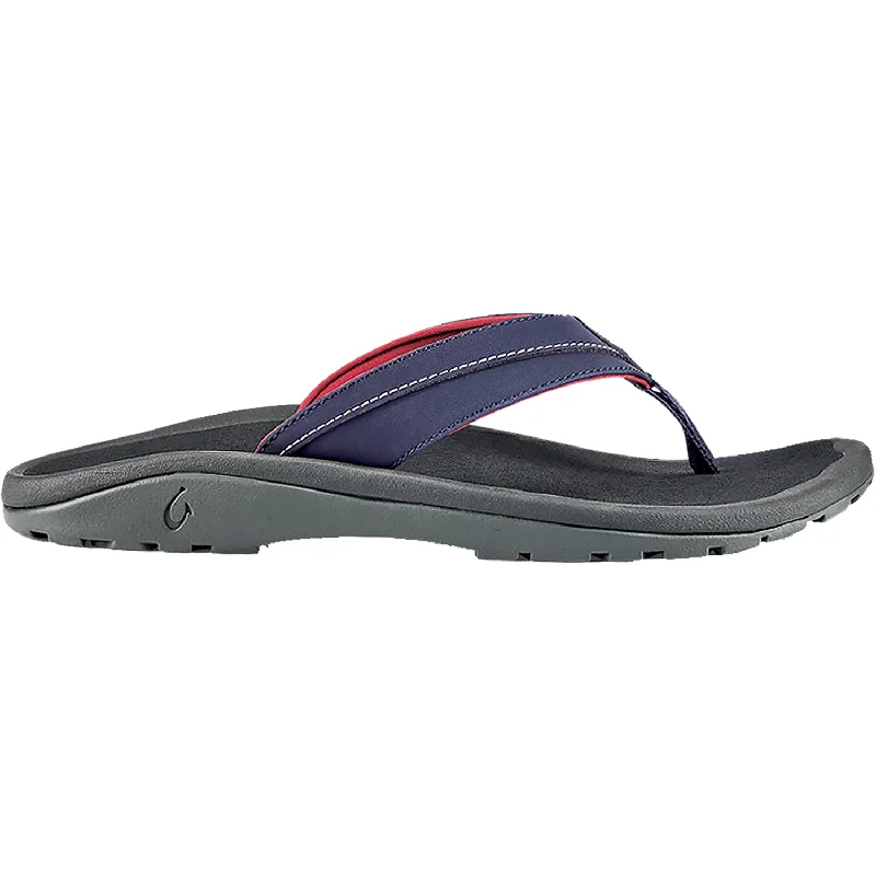 Comfortable Snow Shoes For Sale Men's OluKai Ohana Koa Trench Blue/Deep Red Synthetic