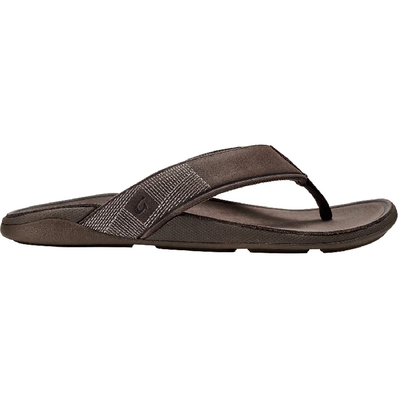 Trendy Casual Shoes Men's OluKai Tuahine Dark Wood Leather