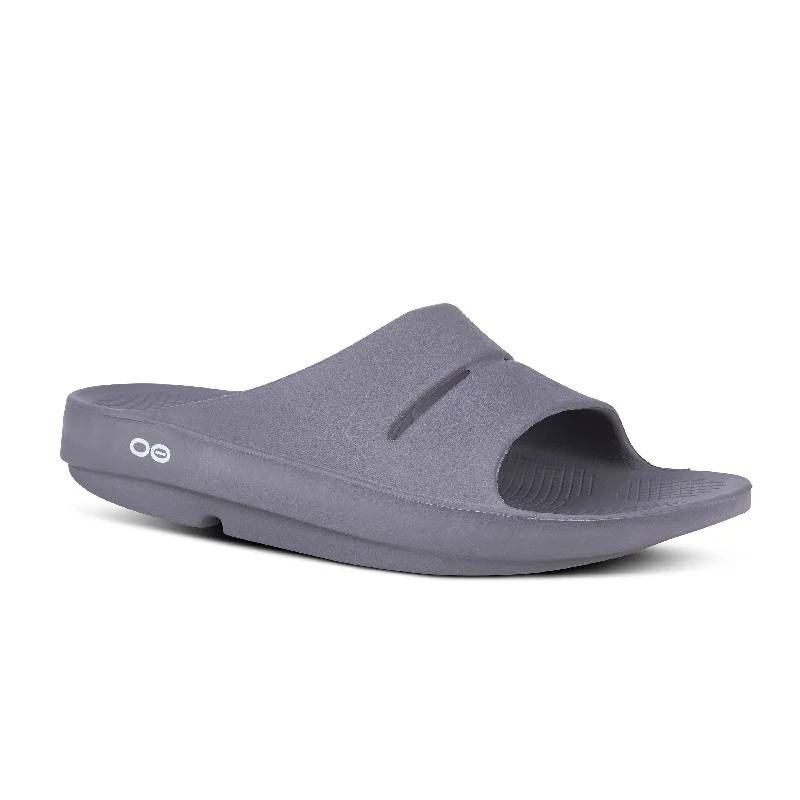 Stylish Hiking Boots For Sale Men's Oofos OOahh Slide Color: Slate