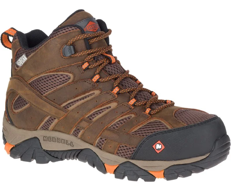 Comfortable Hiking Footwear Sale Merrell Men's Moab Vertex Mid Waterproof Comp Toe Work Boot Wide Width