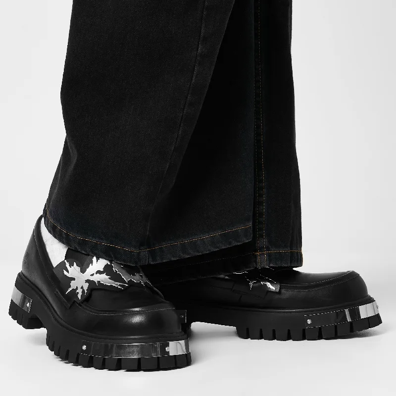 Comfortable Leather Footwear My Metal Men's Loafers - Black